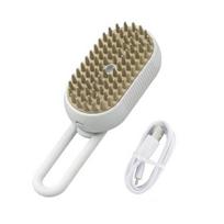 3 viename naminių gyvūnėlių garų šepetėlis, USB įkraunamas priežiūros šepetys, savaime išsivalantis purškiamas kačių šukos naminių gyvūnų plaukų šalinimo masažo šepetys balta