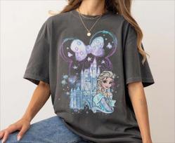 Naujausias Hotselling Disney marškinėliai trumpomis rankovėmis Retro Frozen princesė Elsa Laisvi kvėpuojantys marškinėliai Moteriški drabužiai S