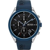 BOSS Velocity Juodas ciferblatas Mėlynas silikoninis/guminis vyriškas kvarcinis laikrodis 1513717 juoda