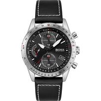 BOSS Pilot Edition Chrono Juodas Odinis Dirželis Vyriškas Kvarcinis Laikrodis 1513853 juoda