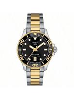 Tissot kvarcinis mechanizmas, atsparus vandeniui iki 300 m, Unisplendour šveicariškas laikrodis, 36 mm juodas ciferblatas, nerūdijančio plieno paauksuotas PVD korpusas, T120.210.22.051.00 juoda