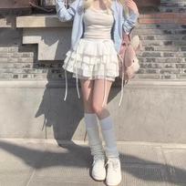 Baleto Kawaii nėriniuota mini sijonas moterims mergaitei mielas Lolita baltas A formos klostuotas baltas sijonas japoniškas Harajuku torto mini Y2k M balta