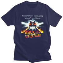 Back To The Future T Shirt for Men Pure Cotton Tshirt Leisure Tees Short Sleeve Scifi Adventure Film Tshirt Slim Fit Clothing S red