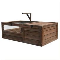 Vėžlių aptvaras - BF31 - 97 x 57 x 51 cm - Atsparus oro sąlygoms medienos - Sulankstomas stogas, lempos laikiklis