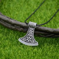 Slavų Perūno kirvis Kolovrato pakabukas Rūninė runa ALGIZ Talismanas Pagoniškas skandinaviškas vikingų karoliai Amuletas
