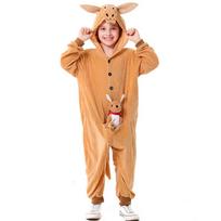 Vaikams Berniukams Mergaitėms Gyvūnai Kengūros Kombinezonas su Gobtuvu ir Lėle Helovino Vaidmenų Žaidimas Persirengimo Cosplay Kostiumas XS chaki