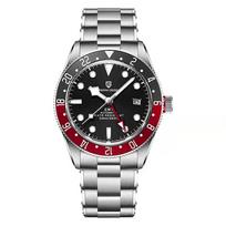 PAGANI DESIGN GMT Men's Automatic Watch, Black Bay Style, Sapphire Crystal, 200M Water Resistant, Stainless Steel & Rubber Strap, Luxury Sport juoda