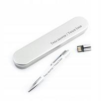 USB laikmena Rašiklis su 32Gb "flash" atmintine, baltas, metalinis dėklas, graviravimas