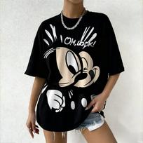 2025 m. vasaros „Mickey Mouse Oh Look“ moteriški marškinėliai su spausdintais „Disney“ animacinių filmukų grafikos marškinėliais, dideliais vintažiniais gatvės drabužiais, madingi „Y2k“ viršūnės S