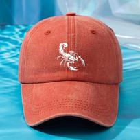 Retro washed baseball cap, scorpion print, adjustable hip-hop truck driver cap, casual style, outdoor camping party hat Adjustable