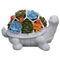 Solar Garden Outdoor Statues Turtle with Succulent and 7 LED Lights - Lawn Decor Tortoise Statue- Unique Housewarming Gifts