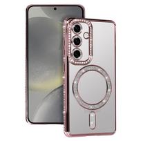 Bling Magnetinis dėklas telefonui Samsung Galaxy S25 Ultra rožinis