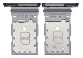 SIM kortelės laikiklis Samsung S911/S916 S23/S23 Plus Dual Black originalus (service pack)
