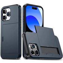 Šarvų dėklas, skirtas IPhone 15 14 13 12 11 Pro Max X XR XS 7 8 Plus 2023 Slim Dviejų sluoksnių, didelio našumo, apsauginis paslėptas kortelės lizdo piniginės dangtelis iPhone 15 Pro Max juoda