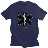 Individualus Greitosios Medicinos Pagalbos Žvaigždės T-shirt Trumpomis Rankovėmis Medvilninis T-shirt Laisvalaikio EMT Medicininio Simbolio Marškinėliai Laisvo Kirpimo Drabužiai S