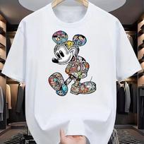 202526 Summer Mickey Minnie Mouse 100 cotton printed Tshirt Unisex Short Loose BreathableLeisureShort sleeves S