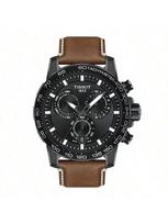 Tissot Supersport Chrono Krepšinio Specialusis Leidimas Vyriškas Šveicariškas Kvarcinis Laikrodis - 45,5 mm Juodas Ciferblatas Odinis Dirželis T125.617.36.051.01 kavos rudos spalvos