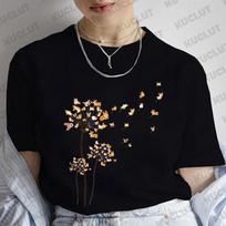 Women Clothing Corgi Flower Fly Dandelion Dog Print Tshirts for Women Clothes Short Sleeve Tshirts Funny Dog T Shirts Clothing S