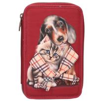 TOPModel - Double Pencil Case FUR EVER FRIENDS - Deep, Warm Red