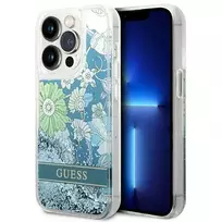 GUESS GUHCP14LLFLSN iPhone 14 Pro 6.1" green | hardcase Flower Liquid Glitter