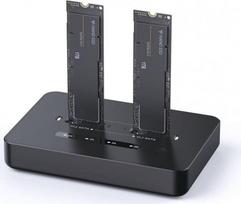 Gembird DD2-U3M2 Desktop dual drive USB Type-C M.2 NVME (and SATA) SSD docking station, black