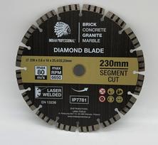 No Name TARCZA DIAMENTOWA 230mm  25,4/22,23 SEGMENT TURBO CUT  INDIAN PROFESSIONAL