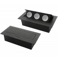 Į stalą įmontuojamas ilgintuvas, 3x schuko, be laido, juodas; AE-PB03GS-20 GTV