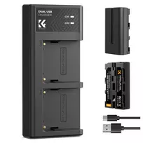 K&F Concept K&F NP-F550 Digital Camera Dual Battery with Dual Channel Charger, Two batteries + charger + Type C KF28.0046