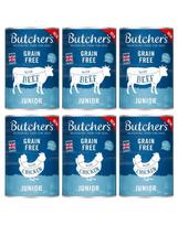 BUTCHER'S Original Junior Mixed flavours 6x400g gabalėliai su jautiena ir vištiena želė šuniukams
