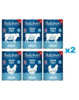 BUTCHER'S Original Junior Mixed flavours 12x400g gabalėlių su jautiena ir vištiena želė šuniukams