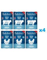 BUTCHER'S Original Junior Mixed flavours 24x400g gabalėliai su jautiena ir vištiena drebučiuose šuniukams