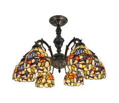Brilagi - Tiffany vitražinis prie lubų montuojamas šviestuvas JUNGLE 6xE27/60W/230V skersmuo 60 cm