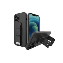 Virvės dėklas su pakabuku, gelinis dėklas rankinei Xiaomi Redmi 9 juodas