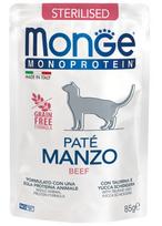 Monge Monoprotein Sterilised begrūdis konservuotas pašaras stertilizuotoms katėms su jautiena 85g, 1 vnt.