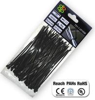 Plastikinė juosta - BRADAS - 3,6 x 250 mm - Juoda - 100 vnt. - Plastikas