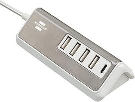 Įkroviklis Usb-a 4,2a + Usb-c 24w, 5 lizdai, plienas