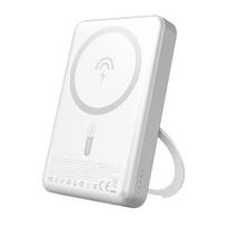 Atsarginis maitinimo šaltinis ("Power Bank") Sidabrinis magnetinis išorinis akumuliatorius su stovu, 10000 mAh