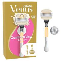 Gillette Venus ComfortGlow Argan Oil Skustuvas, 1 Keičiamos Skustuvo Galvutės, Sieninis Laikiklis