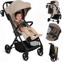 Sportinis vežimėlis iki 22 kg, GravelTech ratai, auto-folding, 92 cm gulima padėtis, valdymas viena ranka – Lionelo Tansi Beige Sand