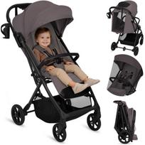 Sportinis vežimėlis su automatiniu sulankstymu, visureigiai ratai, 92 cm gulima padėtis – Lionelo Tansi Beige Taupe