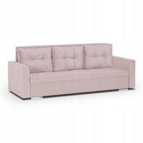 Miegamoji sofa FOLLER 3-vietė, rožinė, apmušta, su daiktų laikymo vieta