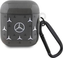 Mercedes AirPods 1/2 dėklas, juodas, didelio žvaigždės rašto