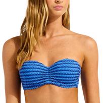 SEAFOLLY Mesh Effect Bandeau maudymosi kostiumėlio liemenėlė Sapphire