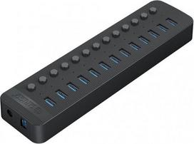 Orico aktyvus Usb-a hub, 13 prievadų, 5gbps, 60w, juodas