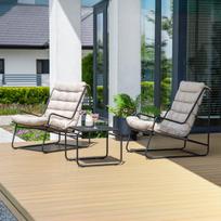 Lauko baldų komplektas PATIO Topaz D060-05EW dvivietis, smėlio spalvos poliesteriniai pagalvėlės