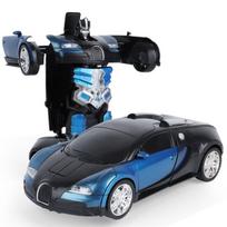 Transformuojamas nuotolinio valdymo automobilis robotas 2 in 1 su 360° drift funkcija, mėlynas