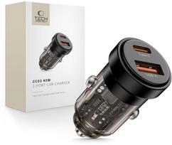 Įkroviklis automobilinis Tech-protect Cc03 Pd45w/qc3.0, 2 prievadai, juodas