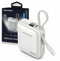 Atsarginis maitinimo šaltinis ("Power Bank") Vention 10000mah 35w Pd Powerbank su integruotu Usb-c laidu, smėlio spalvos