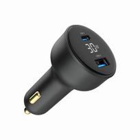 Gembird 30W USB-A+C PD Car Charger, Black, with LCD Display