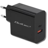 Qoltec 51716 Charger | 63W | 5-20V | 1.5-3A | USB type C PD | USB QC 3.0 | Black 51716